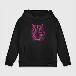 Толстовка оверсайз детская Pink Tiger, цвет: черный
