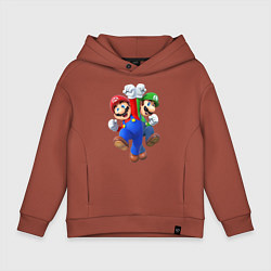 Толстовка оверсайз детская Mario Bros, цвет: кирпичный