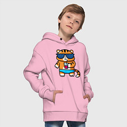 Толстовка оверсайз детская Веселый тигренок, цвет: светло-розовый — фото 2
