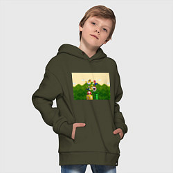 Толстовка оверсайз детская Mario Coins, цвет: хаки — фото 2