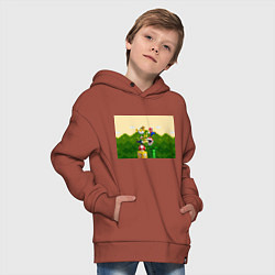 Толстовка оверсайз детская Mario Coins, цвет: кирпичный — фото 2