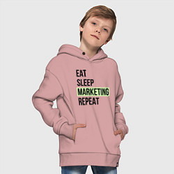 Толстовка оверсайз детская Eat Sleep Marketing Repeat, цвет: пыльно-розовый — фото 2