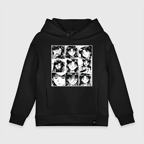 Детское худи оверсайз Такая разная Мисато Сан Евангелион / Черный – фото 1