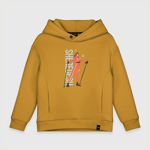 Детское худи оверсайз SHEREGESH GIRL / Горчичный – фото 1