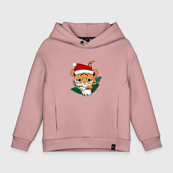 Толстовка оверсайз детская Новогодний тигренок ползет, цвет: пыльно-розовый