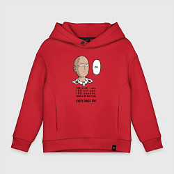 Толстовка оверсайз детская Список тренировки Сайтама One Punch-Man, цвет: красный