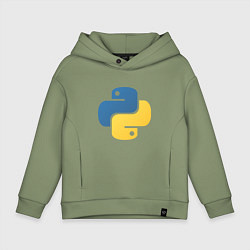 Толстовка оверсайз детская Python язык, цвет: авокадо