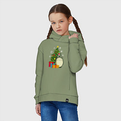 Толстовка оверсайз детская Тоторо новогодний, цвет: авокадо — фото 2