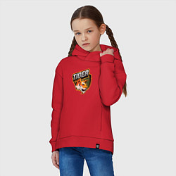 Толстовка оверсайз детская Тигр Tiger логотип, цвет: красный — фото 2