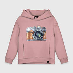 Толстовка оверсайз детская Ретро фотокамера, цвет: пыльно-розовый