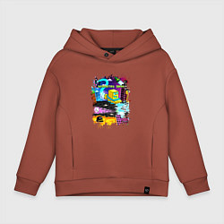 Толстовка оверсайз детская Geometry Dash: Pixel Logo, цвет: кирпичный