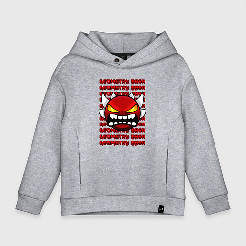 Детское худи оверсайз GEOMETRY DASH КРАСНЫЙ ОГНЕННЫЙ ДЕМОН / Меланж – фото 1