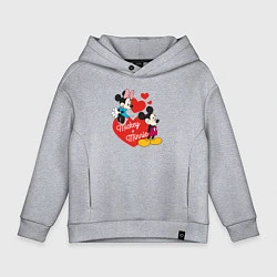 Толстовка оверсайз детская Mickey x Minnie Love, цвет: меланж