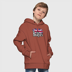 Толстовка оверсайз детская The Beatles Great Britain Битлз, цвет: кирпичный — фото 2