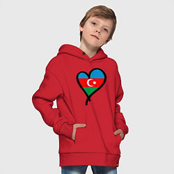 Толстовка оверсайз детская Azerbaijan Heart, цвет: красный — фото 2