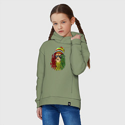 Толстовка оверсайз детская Rasta lioN, цвет: авокадо — фото 2