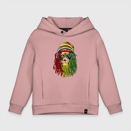 Детское худи оверсайз Rasta lioN / Пыльно-розовый – фото 1