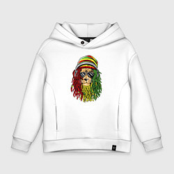 Толстовка оверсайз детская Rasta lioN, цвет: белый