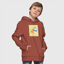 Толстовка оверсайз детская Шиба ину в бандане серия 2, цвет: кирпичный — фото 2