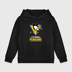 Толстовка оверсайз детская Питтсбург Пингвинз , Pittsburgh Penguins, цвет: черный