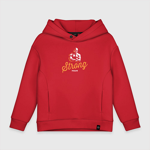 Детское худи оверсайз Strong man / Красный – фото 1