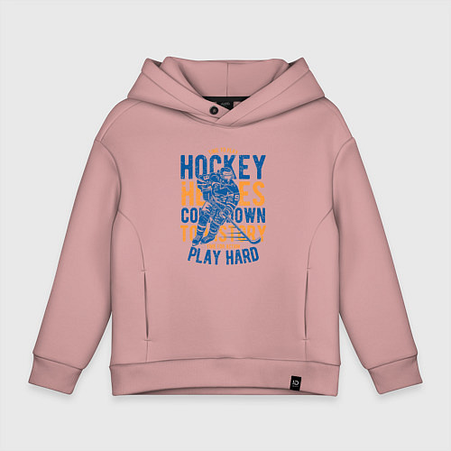 Детское худи оверсайз Hockey / Пыльно-розовый – фото 1