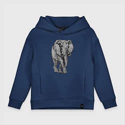 Толстовка оверсайз детская Огромный могучий слон, цвет: тёмно-синий