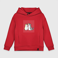 Толстовка оверсайз детская МИЛЫЕ КОТИКИ И БАБОЧКА, цвет: красный