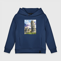 Толстовка оверсайз детская Италия Пизанская башня, цвет: тёмно-синий