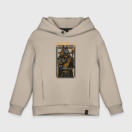 Детское худи оверсайз Анубис с головой шакала / Миндальный – фото 1