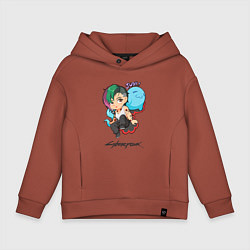 Толстовка оверсайз детская Cyberpunk 2077 Judy Киберпанк Джуди, цвет: кирпичный