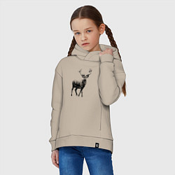 Толстовка оверсайз детская Черный олень Black Deer, цвет: миндальный — фото 2
