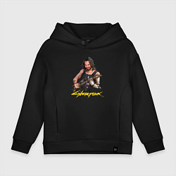 Толстовка оверсайз детская Джонни Cyberpunk2077 Johnny с гитарой, цвет: черный