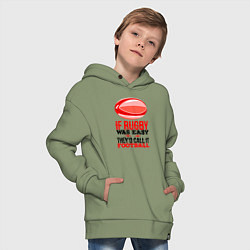 Толстовка оверсайз детская Если бы регби было легким, его бы называли футболо, цвет: авокадо — фото 2
