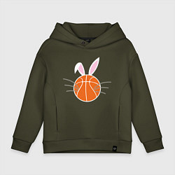 Толстовка оверсайз детская Basketball Bunny, цвет: хаки
