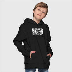 Толстовка оверсайз детская NEVER GIVE UP НИКОГДА НЕ СДАВАЙСЯ СПОРТ, цвет: черный — фото 2