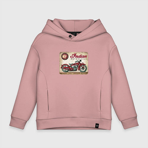 Детское худи оверсайз Indian motorcycle 1901 / Пыльно-розовый – фото 1