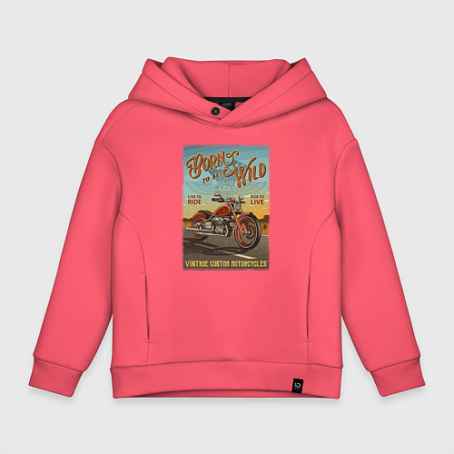 Детское худи оверсайз Born to be wild! / Коралловый – фото 1