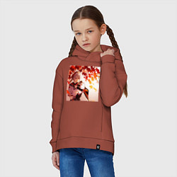Толстовка оверсайз детская Каэдэхара Кадзуха с котенком Геншин Импакт, цвет: кирпичный — фото 2
