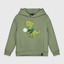 Толстовка оверсайз детская Volleyball Dinosaur, цвет: авокадо