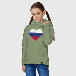 Толстовка оверсайз детская Сердце - Россия, цвет: авокадо — фото 2