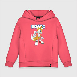 Толстовка оверсайз детская Майлз Тейлз Прауэр Sonic Видеоигра, цвет: коралловый