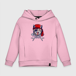 Толстовка оверсайз детская Кот пират и рыбьи кости, цвет: светло-розовый