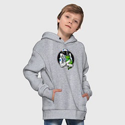 Толстовка оверсайз детская Космонавт с инопланетным котом, цвет: меланж — фото 2
