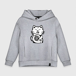 Толстовка оверсайз детская JDM Cat & Engine Japan, цвет: меланж