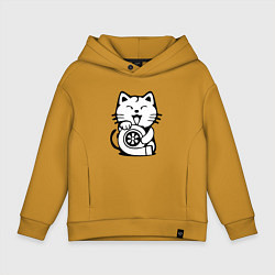 Толстовка оверсайз детская JDM Cat & Engine Japan, цвет: горчичный