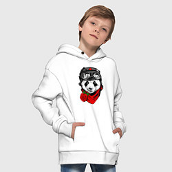 Толстовка оверсайз детская Панда с розой во рту, цвет: белый — фото 2