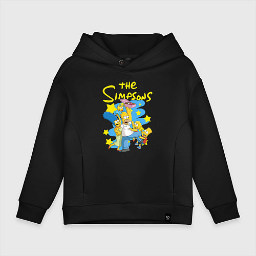 Детское худи оверсайз The SimpsonsСемейка Симпсонов / Черный – фото 1