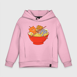 Толстовка оверсайз детская THREE CATS EATING NOODLES, цвет: светло-розовый