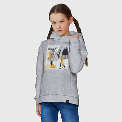 Толстовка оверсайз детская Мама и дочка с мороженым держатся за руки надпись, цвет: меланж — фото 2